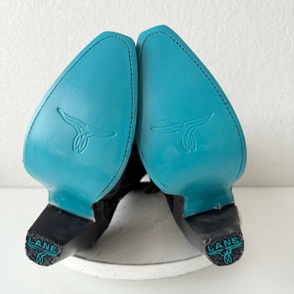 Lane Tessa Knee High Black Suede & Leather Snip Toe Cowboy Boots Women’s 6 - Picture 11 of 16